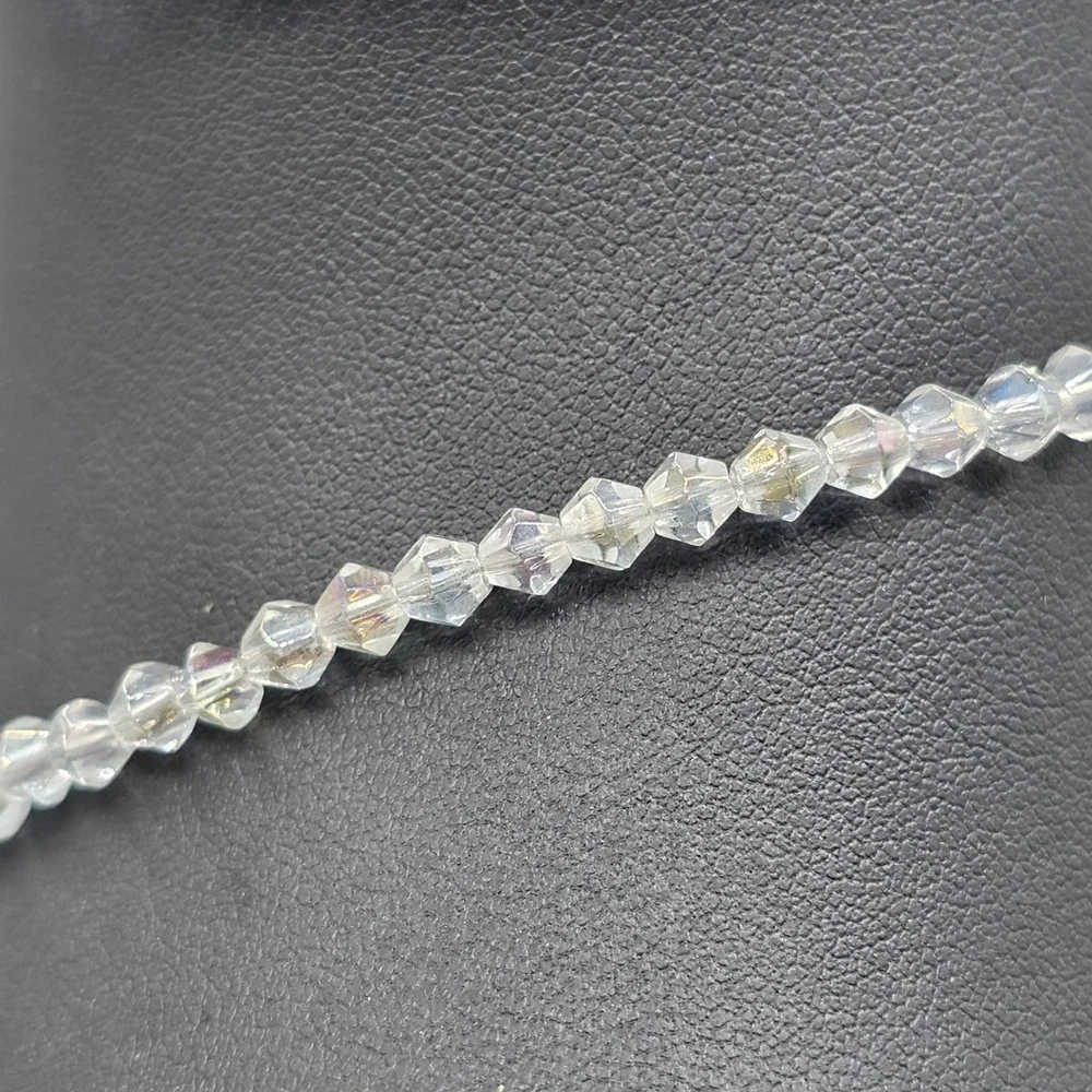 Vintage Style Aurora Borealis AB Faceted Glass Crystal Graduated‎ Bead Necklace